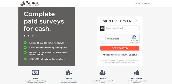 panda research signup